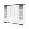 Bestar Orion 98W Full Murphy Bed and 2 Narrow Shelving Units with Drawers (99W), White & Walnut Grey 116895-000017 - alternate 1